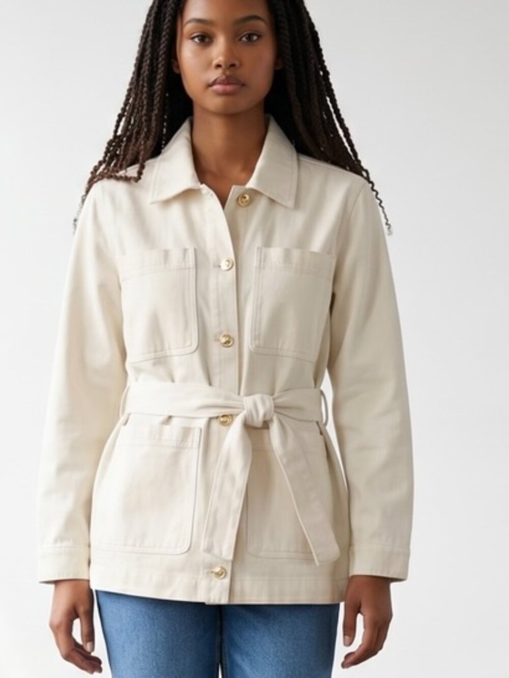 Michael Kors Jacket Women’s XL Belted Ivory Utility Trench Coat NWOT